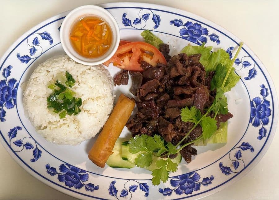 3R. Grilled Pork, Egg Roll, and Vegetables / Cơm thịt nướng, chả giò